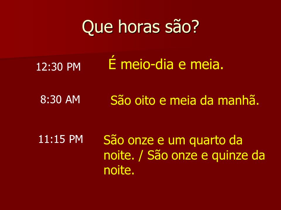 آموزش بیان ساعت (پرتغالی برزیل)
